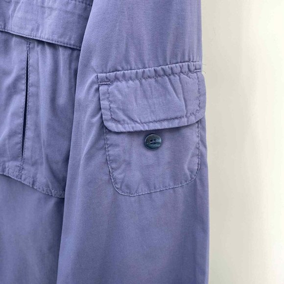 REI Button Front Shirt Mens Large Blue‎ Polyester Vented Pockets Roll Tab - Picture 3 of 8